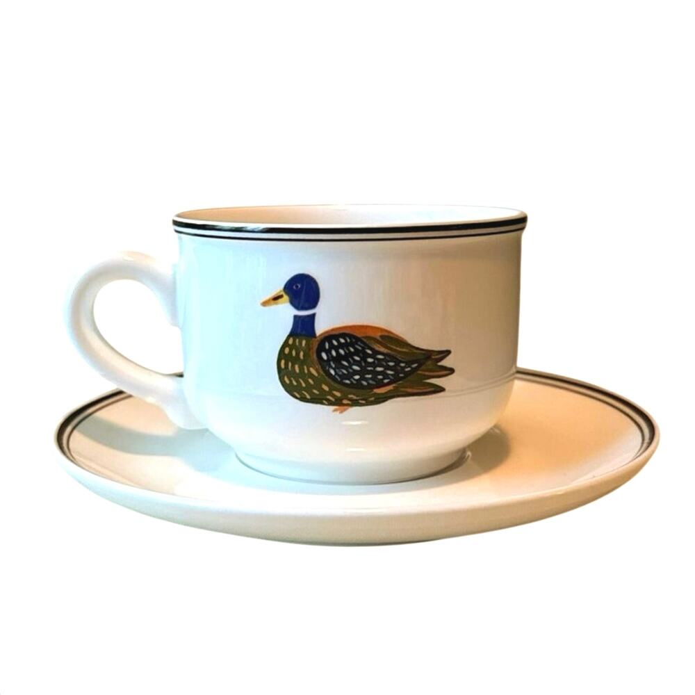 Villeroy & Boch Design Naïf Cup & Saucer • Duck & Village Scene